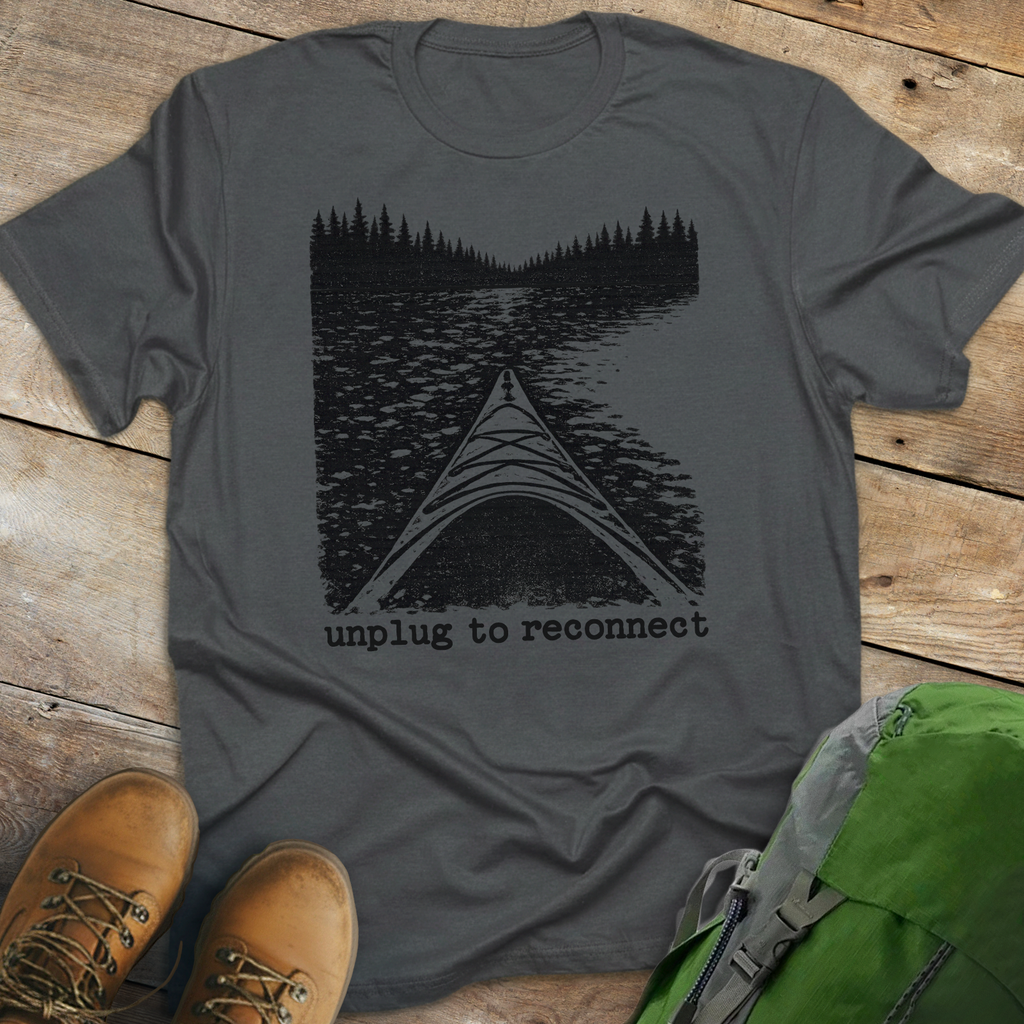 Unplug To Reconnect T-shirt (kayak version)