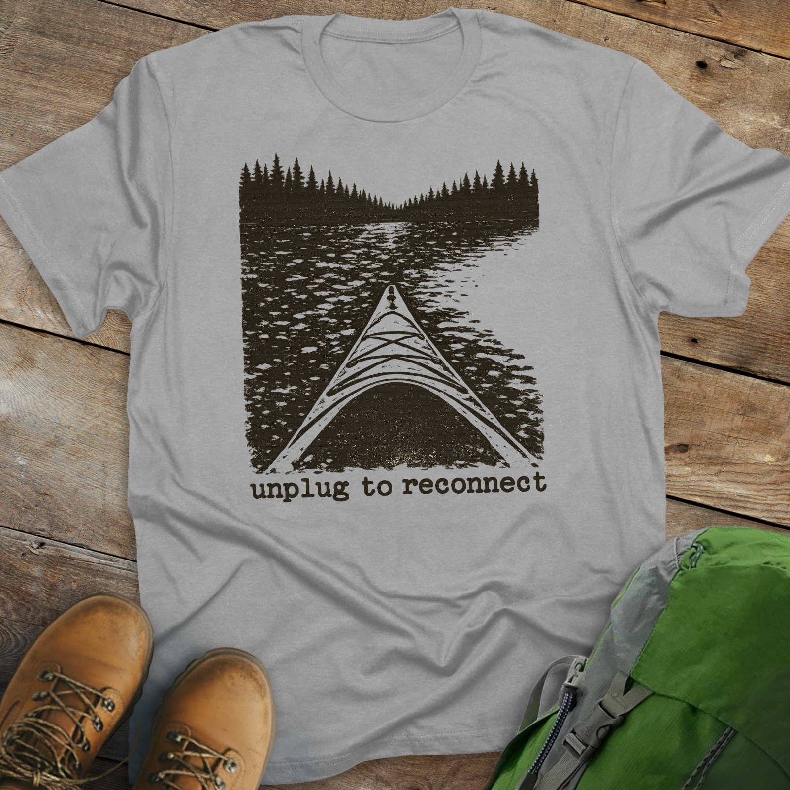 Unplug To Reconnect T-shirt (kayak version)