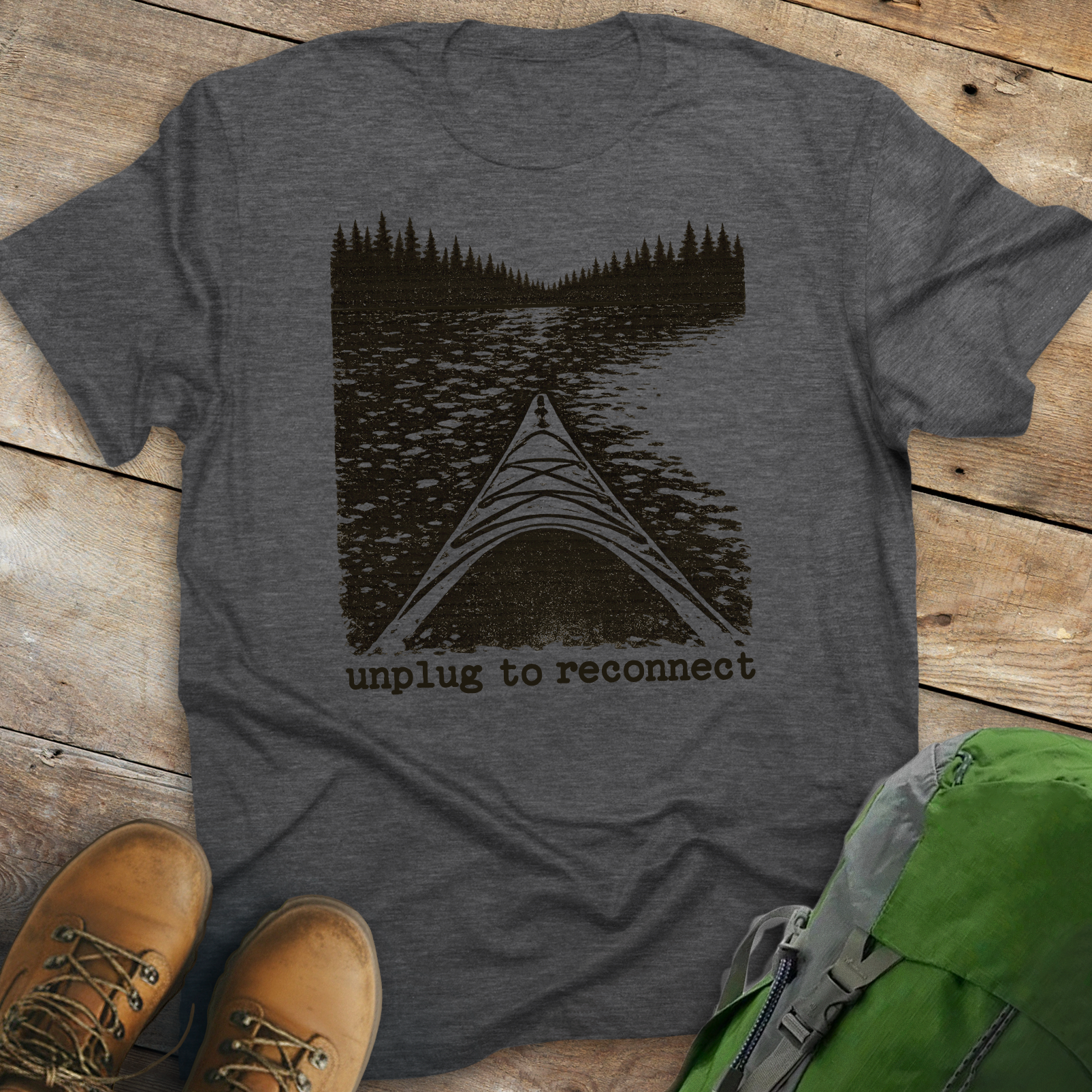 Unplug To Reconnect T-shirt (kayak version)